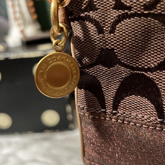 Coach Legacy Signature Wristlet Wallet Clutch with After Market Chain Brown - Picture 6 of 16